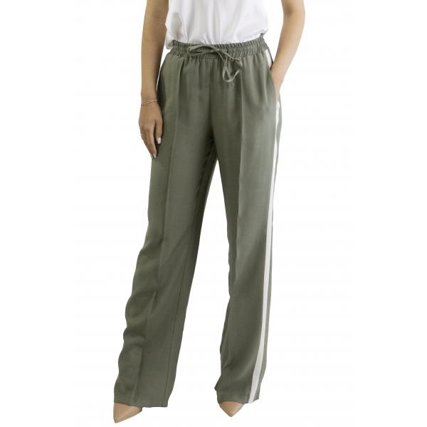 Pantalone in viscosa con coulisse e banda laterale  Options 